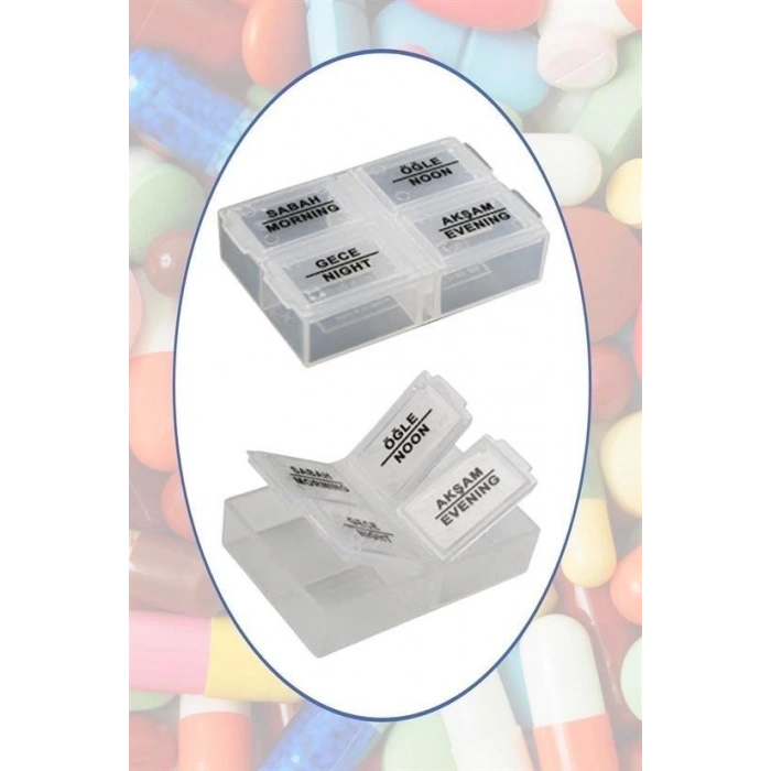 BUFFER® 4 Öğün Günlük Hap İlaç Saklama Taşıma Kutusu İlaç Hatırlatıcı
