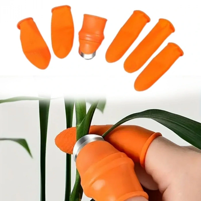 BUFFER® 5 Parça Pratik Parmak Koruyucu 1 Parça Baş Parmak Bıçaklı Eldiven Sebze Meyve Soyucu Kesme Ayıklayıcı Silikon Set