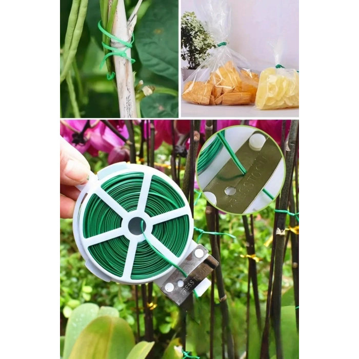 BUFFER® 50 Metre Kendiliğinden Kesici Bıçaklı Bitki Saksı Kablo Sabitleme Teli