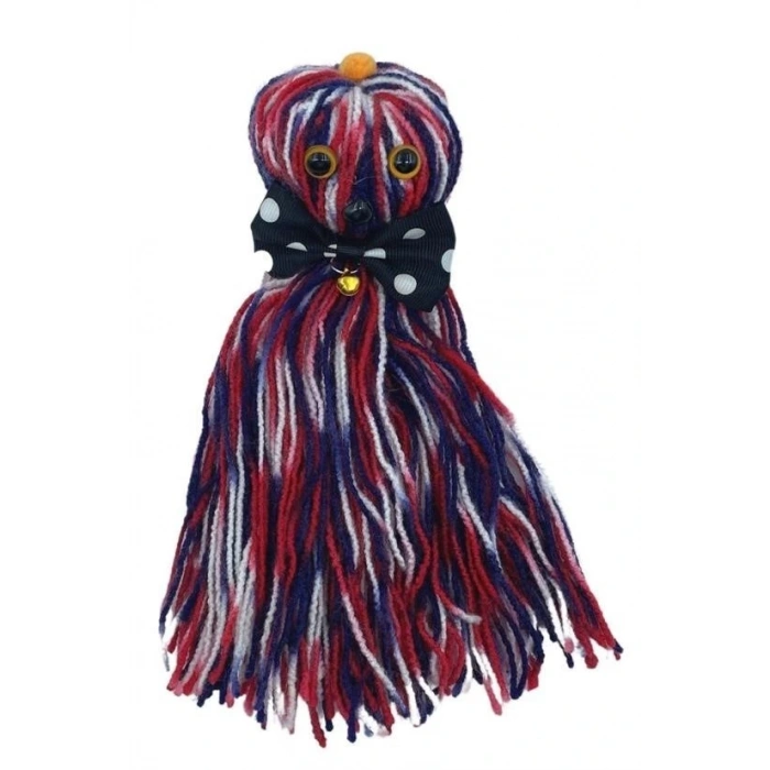 BUFFER® Ahtapot Şekilli Zilli Ve İpli Rengarenk Püsküllü Sevimli KediOyuncağı