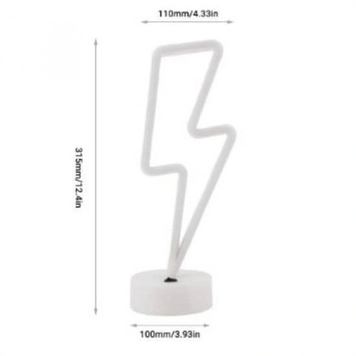 BUFFER® Dekoratif Şimşek Şeklinde Pilli Neon Led Lamba Süs Masa Lambası