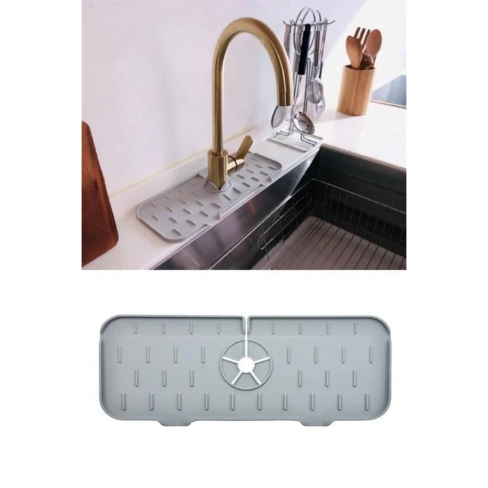 BUFFER® Lavabo İçin Silikon Esnek Mat Musluk Sapı Damlama Tutucu Raf Mutfak Tezgahı Sıçrama Koruma
