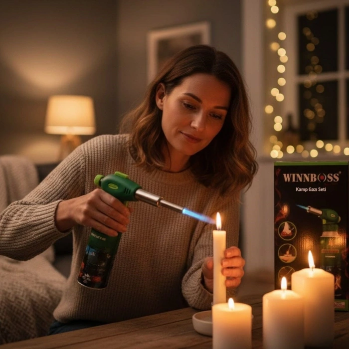 BUFFER® Outdoor Kamp, Piknik ve Tamir İşleri İçin Kamp Gazı Seti – Taşınabilir Pürmüz Alev Tabancası ve Yüksek Performanslı Gaz Kartuşu