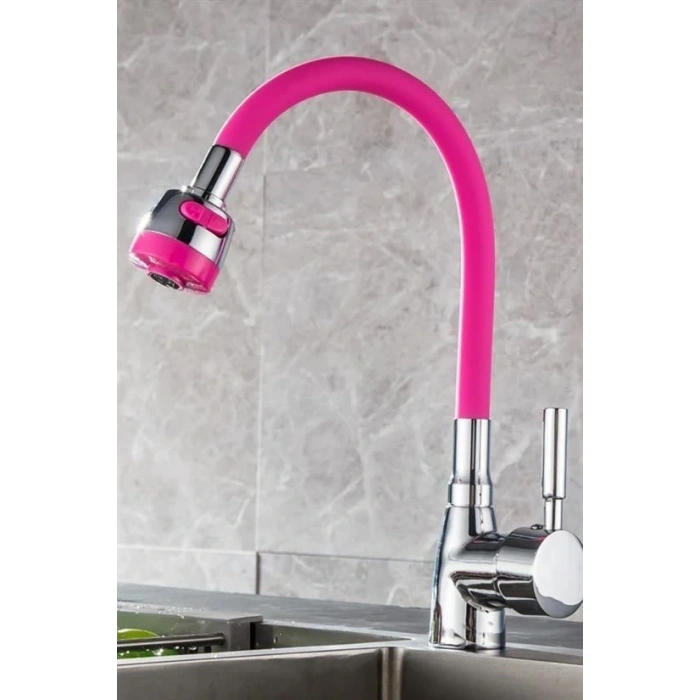 BUFFER® Oynar Başlıklı Tasarruflu Kubar Musluk Borusu ve Başlığı  Pembe