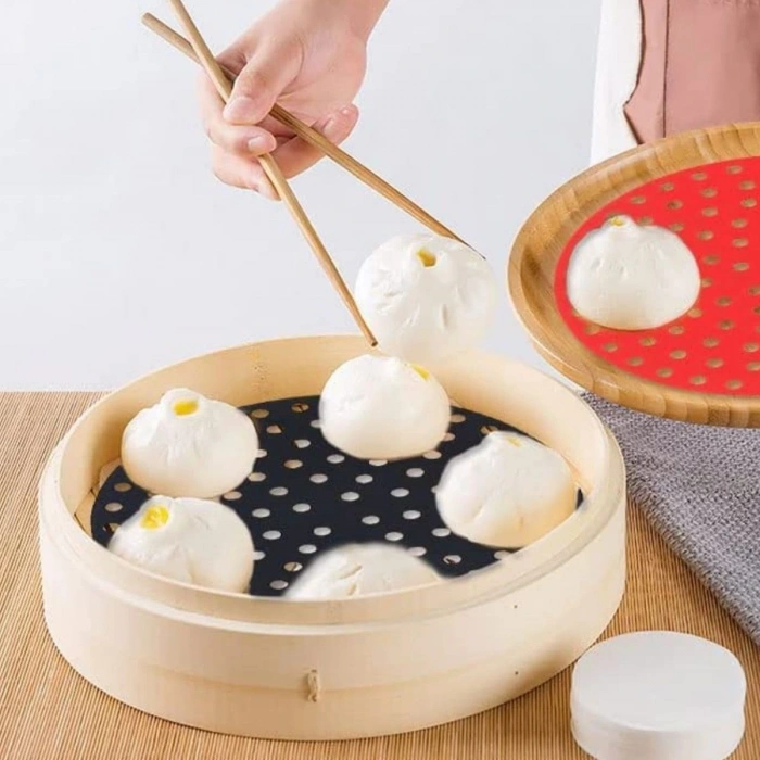 BUFFER® Siyah Isıya Dayanıklı Yıkanılabilir Silikon Fırın Ve Airfryer Yuvarlak Model Pişirme Matı 23 Cm