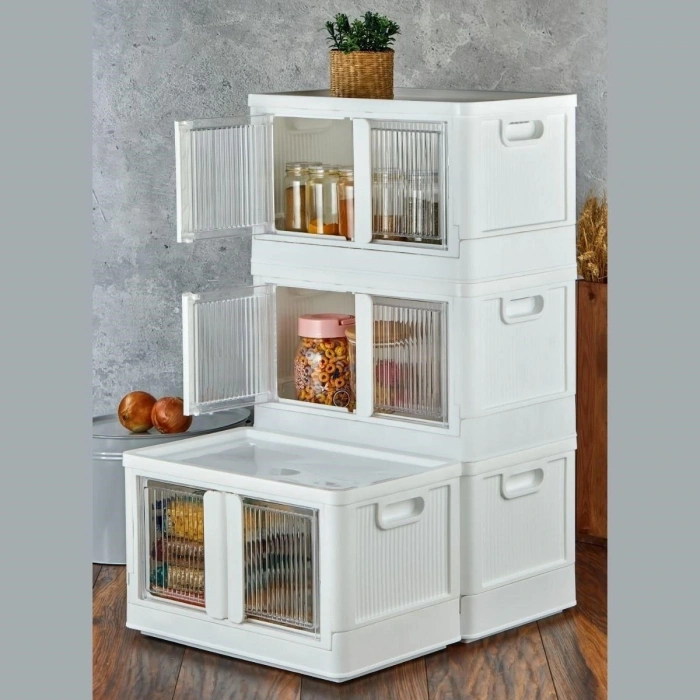 BUFFER® Tek Katlı (1 Ünite) Üst Üste Eklenebilir Demonte Mutfak ve Banyo Düzenleyici Raf-Beyaz