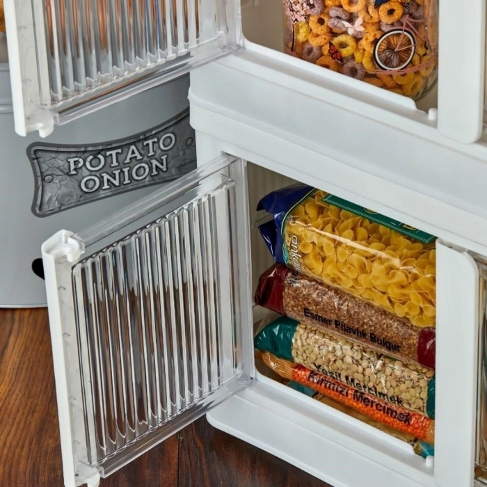 BUFFER® Tek Katlı (1 Ünite) Üst Üste Eklenebilir Demonte Mutfak ve Banyo Düzenleyici Raf-Beyaz