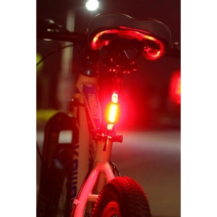 BUFFER® Usb Şarj Edilebilir Parlak Bisiklet Led Lamba Su Geçirmez Güvenlik Uyarı Arka Lamba Işığı