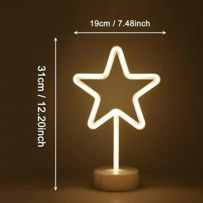 BUFFER® Yıldız Tasarımlı Neon Led Masa Ve Gece Lambası Dekoratif Işık