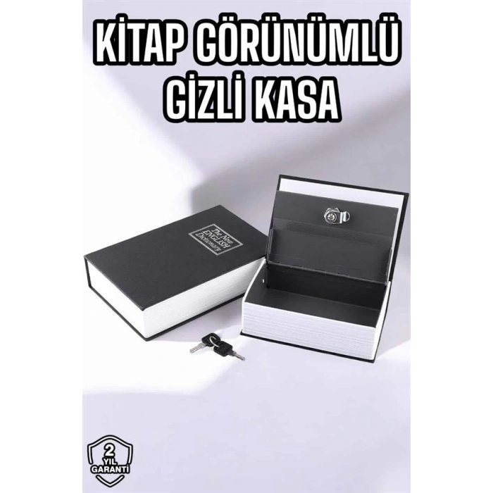 Büyük Boy Anahtarlı Kitap Görünümlü Gizli Kasa Çelik Kasa Altın Kasası