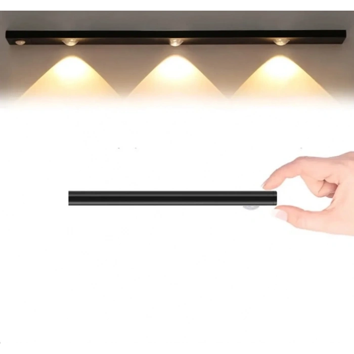 CATA CT 2464S  3W Şarjlı Led Sensörlü Dolap İçi Lamba 3 Renk Mod Siyah Kasa