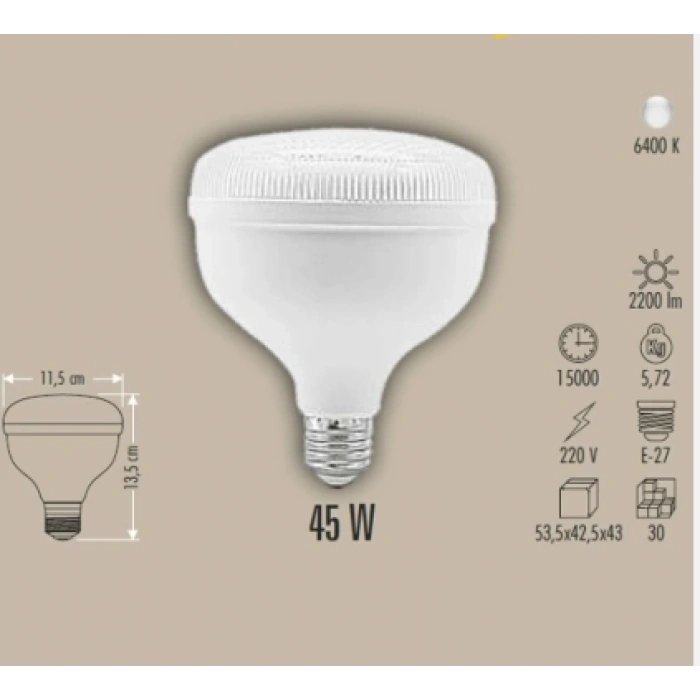CATA CT 4145 Kristal 45W Torch Led Ampul 6400K Beyaz Işık