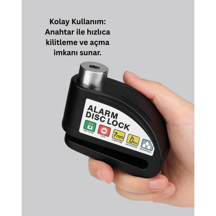 Çelik Gövdeli Alarm Disk Kilidi Motosiklet ve Bisiklet İçin Güvenlik