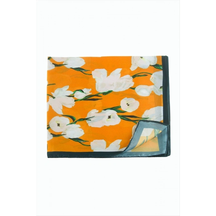 Çiçek Desenli Zr Şifon Fular 50*50 cm