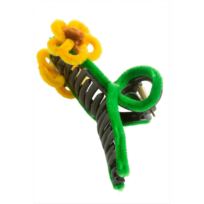 Çiçek Tüylü Mandal Toka 11 cm