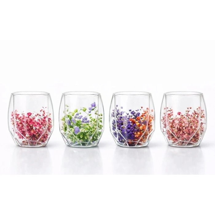 Çift Camlı Çiçekli Bardak Alk4471