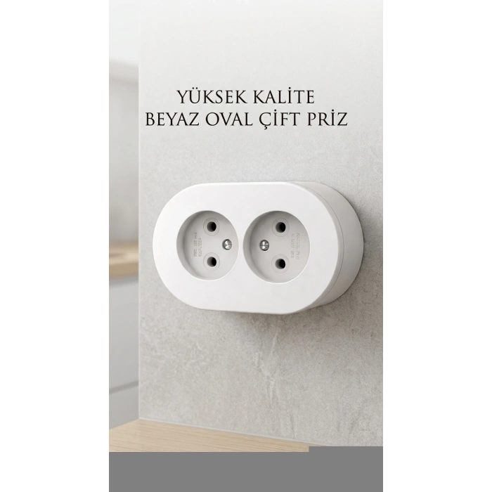 Çift Girişli Beyaz Sıva Üstü Modern Duvar Prizi