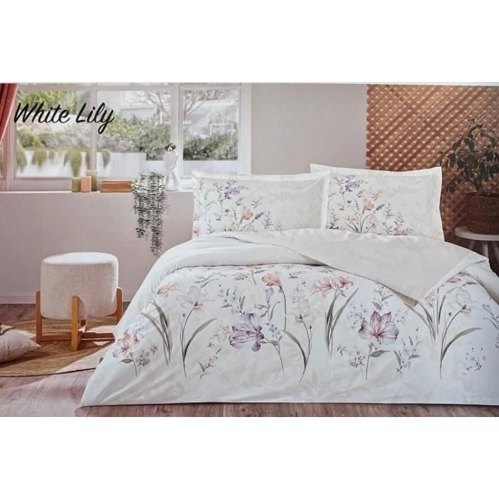 Çift Kişilik Ranforce Nevresim Takımı White Lily