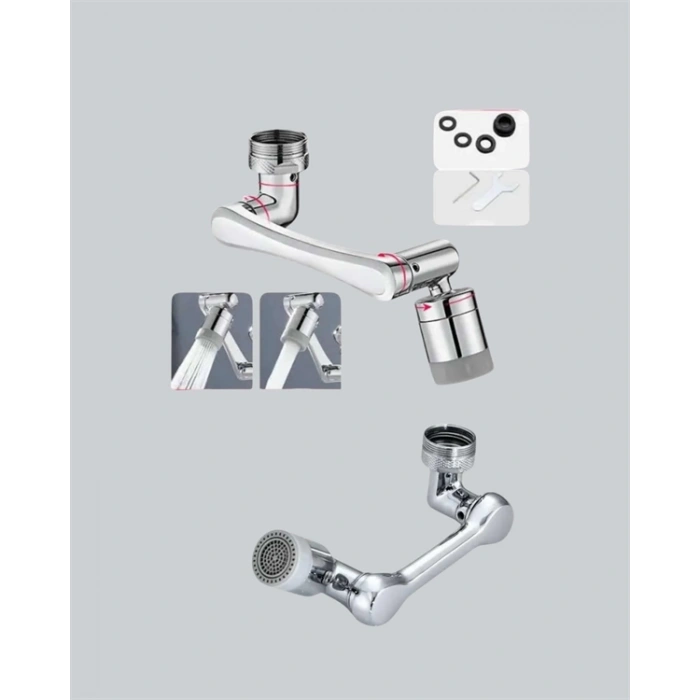 Çift Su Akış Modlu Musluk Başlığı – 360° + 720° Tam Dönebilen 3 Kollu Yapı