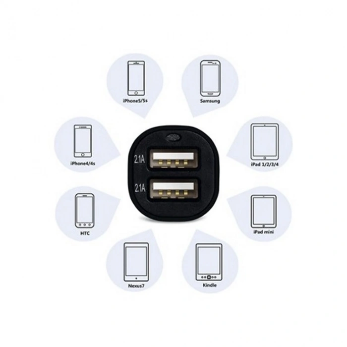 Çift USB Girişli 2.1 AMP Araç Çakmak Soketi