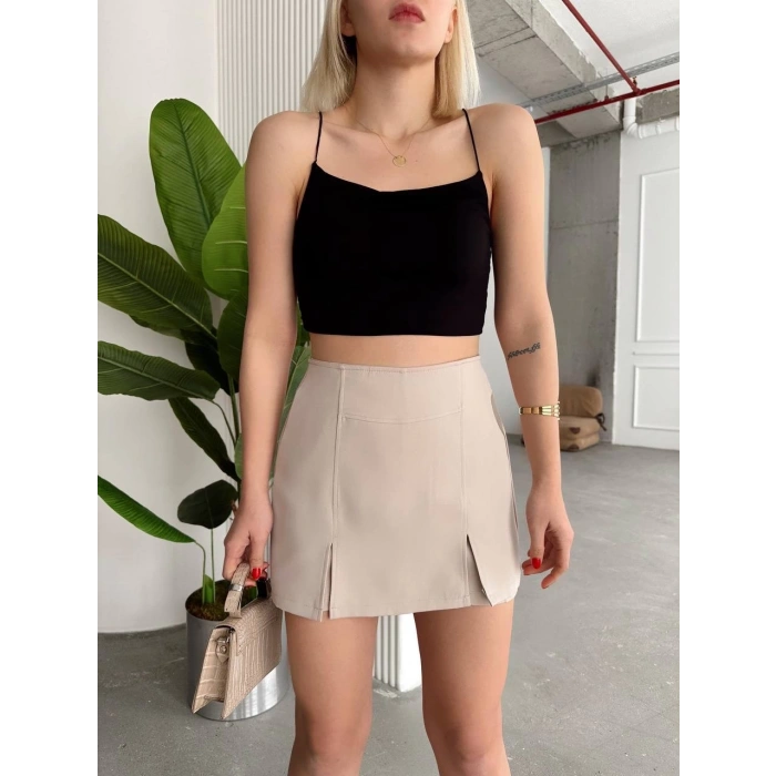 Çift yırtmaklı şort etek