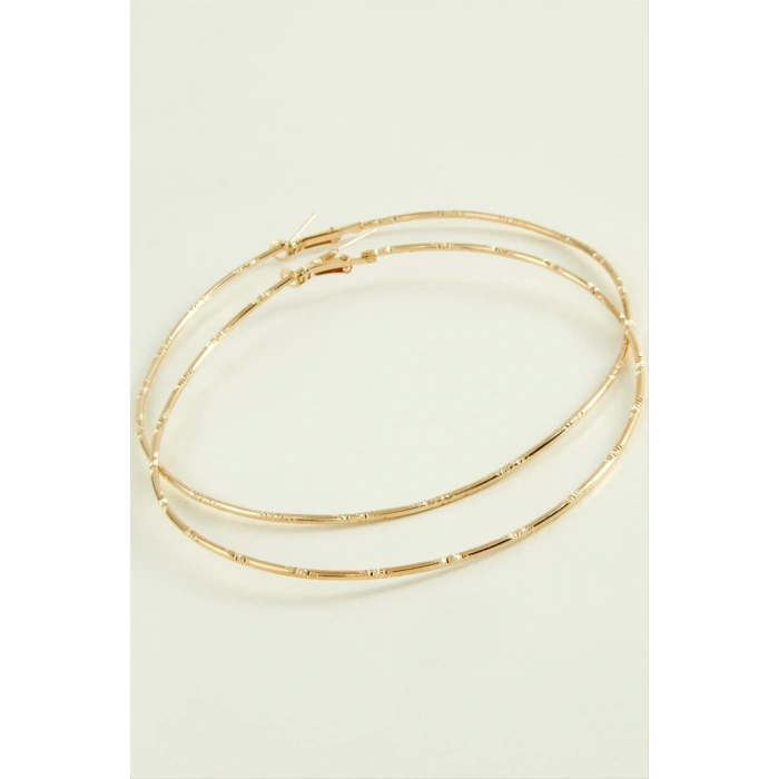 Çizgili Metal Halka Küpe 8-9-10 cm