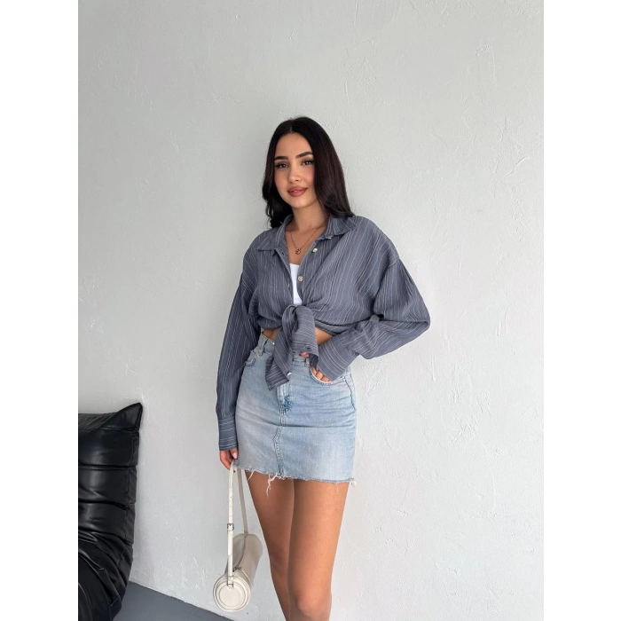 Çizgili oversize gömlek