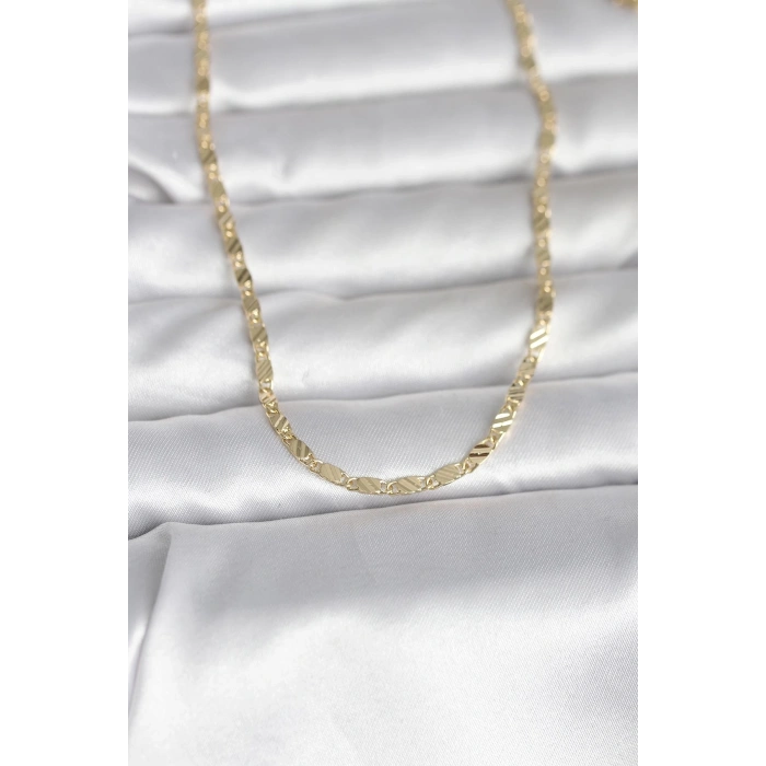CM 14K Gold Renk Çizgi Lazer Model 60 cm Kadın Kolye