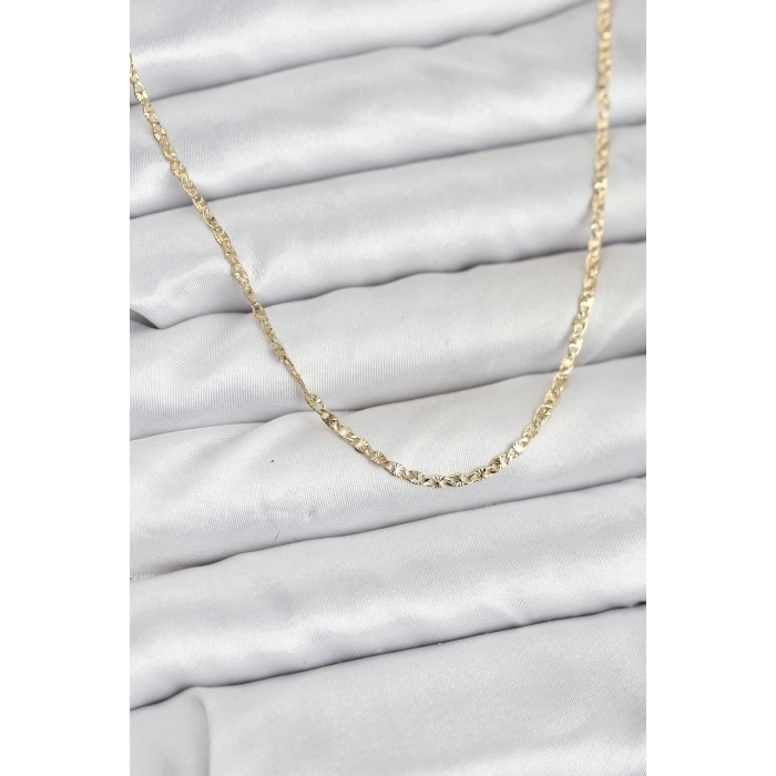 CM 14K Gold Renk Pirinç Lazer Model 60 cm Kadın Kolye