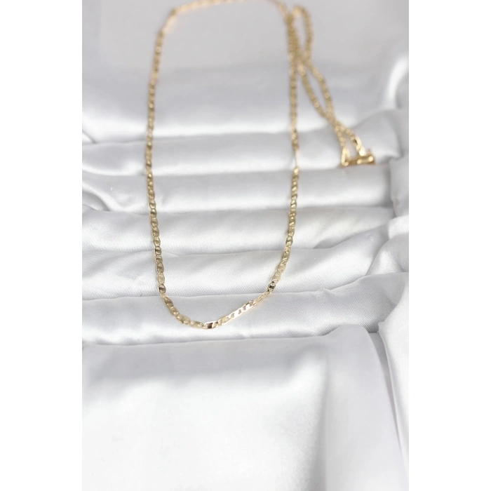 CM 14K Gold Renk Yassı Zincir Model 60 cm Kadın Kolye