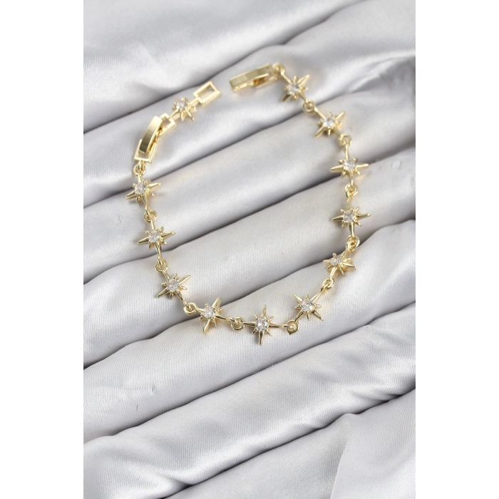 CM Kutup Yıldızı Model Gold Renk Zirkon Taşlı Kadın Bileklik