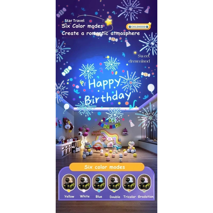 Çocuklar Için Eğitici Ve Eğlenceli Robot Temali Projektör Gece Lambasi