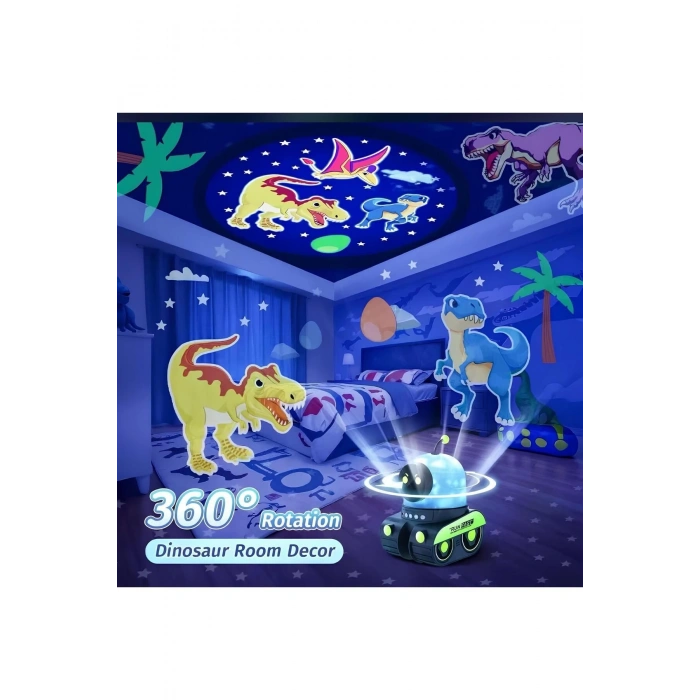 ÇOCUKLAR İÇİN EĞİTİCİ VE EĞLENCELİ ROBOT TEMALI PROJEKTÖR GECE LAMBASI