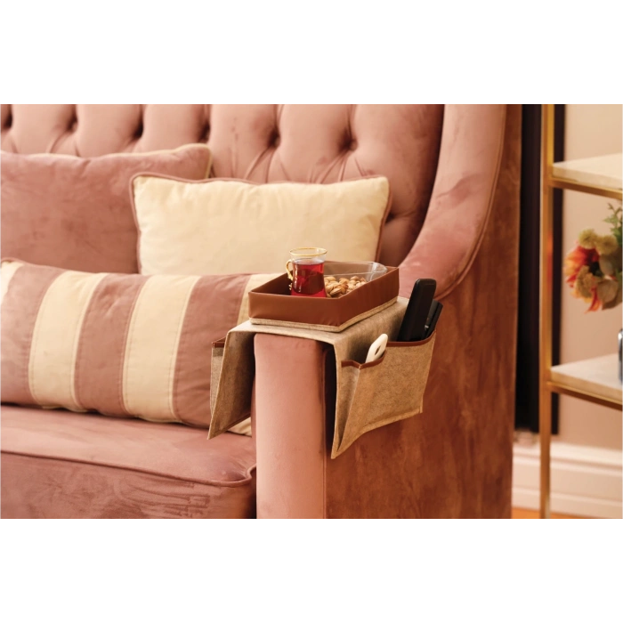 Çok Amaçlı Deri Şeritli Cepli Koltuk Kenarı Düzenleyici 03938