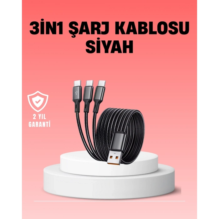 Çoklu USB Şarj Kablosu – 1,2m Hızlı Şarj, 3A Güçlü Akım