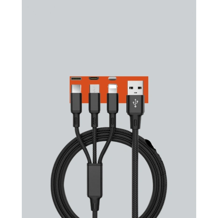 Çoklu USB Şarj Kablosu – 1,2m Hızlı Şarj, 3A Güçlü Akım