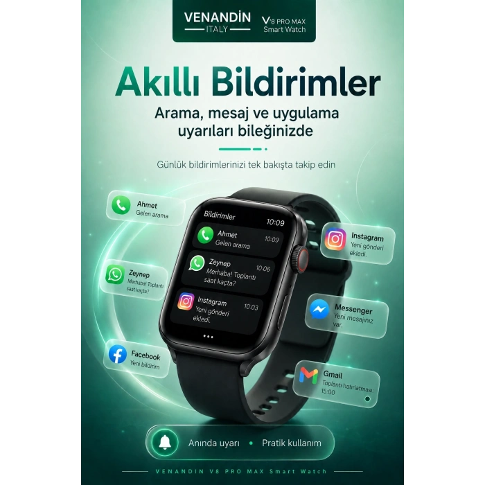 Çoklu Uygulama Destekli Bluetooth Akıllı Saat Dokunmatik Ekranlı Bildirim Özellikli