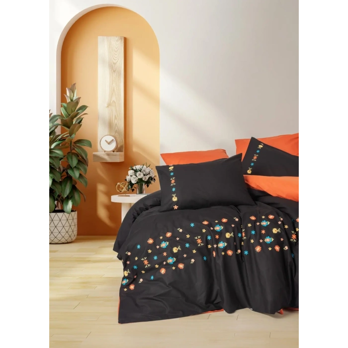 Cotton Box Brode Ranforce Çift Kişilik Nevresim Takımı Liker Kiremit