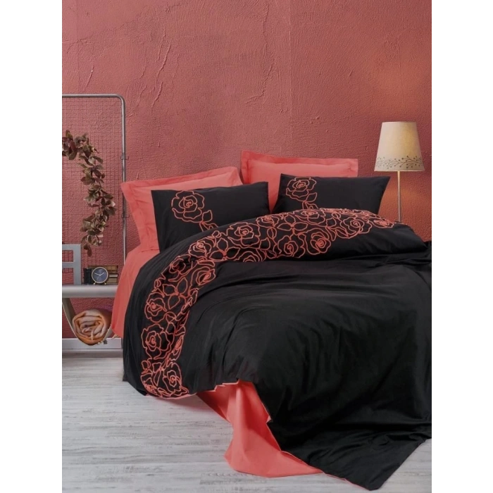 Cotton Box Brode Ranforce Çift Kişilik Nevresim Takımı Rosen Mercan