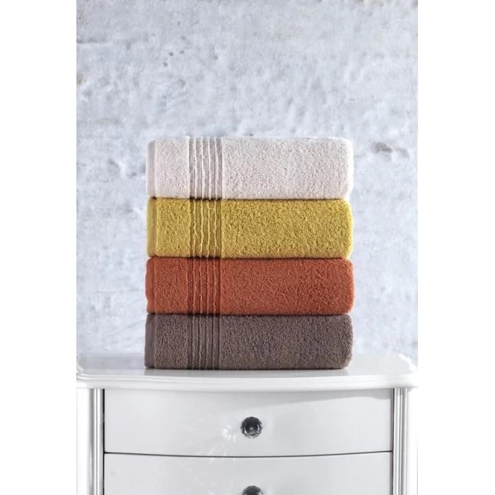Cotton Box Plump 50x90 4lü Havlu Seti Mercan Sarı Kahve Bej