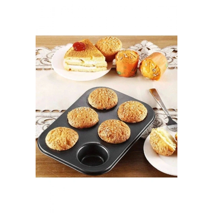 Cupcake Fırın Kalıbı 6 Büyük Bölmeli 6 Bölmeli Muffin Kek Kalıbı