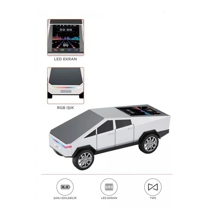 D68 Cyber Model Araba Tasarımlı Bluetooth Hoparlör 15w Güçlü Ses Rgb Led /tws/usb Beyaz