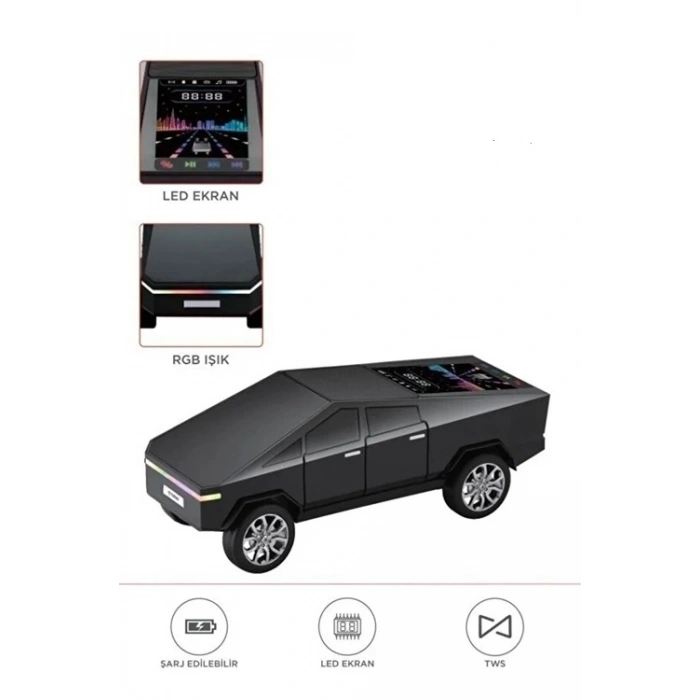 D68 Cyber Model Araba Tasarımlı Bluetooth Hoparlör 15w Güçlü Ses Rgb Led /tws/usb Siyah