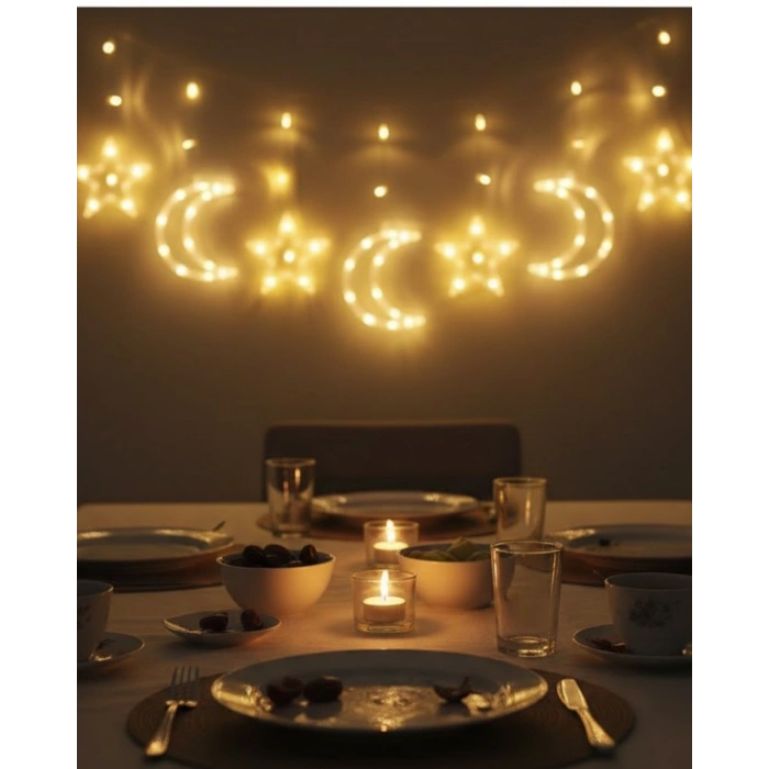 Dekoratif Büyük Ay Yıldız Ramazan Led Işık