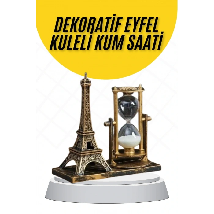 Dekoratif Eyfel Kulesi ve Kum Saati Vintage Tarzı Masa Süsü Biblo