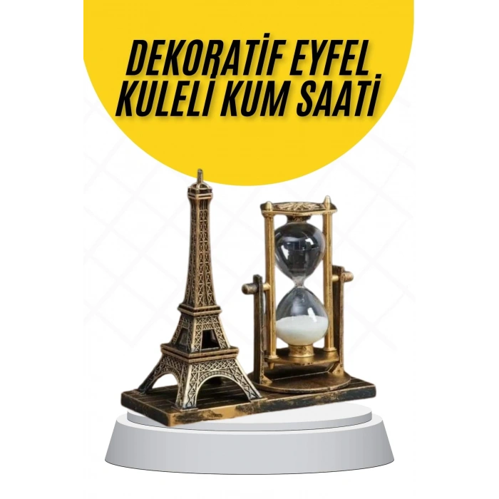 Dekoratif Eyfel Kulesi ve Kum Saati Vintage Tarzı Masa Süsü Biblo