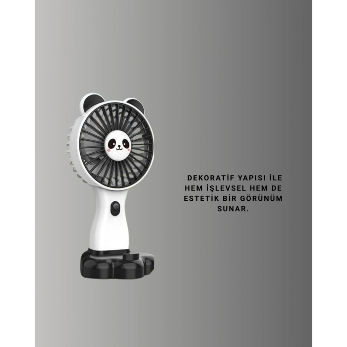 Dekoratif Panda Tasarımlı Küçük Boy Fan