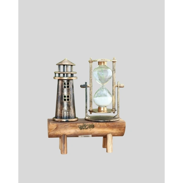 Deniz Feneri Şeklinde El Yapımı Kum Saati – Ev ve Ofis İçin Zarif Süs