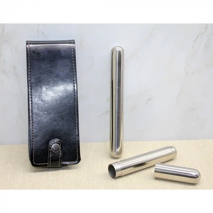 Deri Kılıflı İkili Paslanmaz Çelik Puro Tüpü