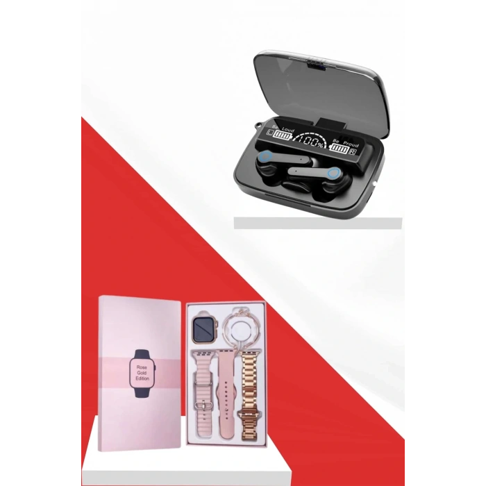 Dijital Göstergeli Powerbank Bluetooth Kulaklık ve Yeni Nesil Amoled Ekran Akıllı Saat